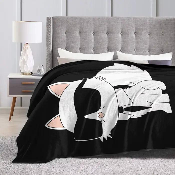 Couvertures de chat lunettes imprimées à la mode, couverture chaude et douce de qualité, couvre-lit esthétique pour pique-nique d'hiver, canapé et chaise