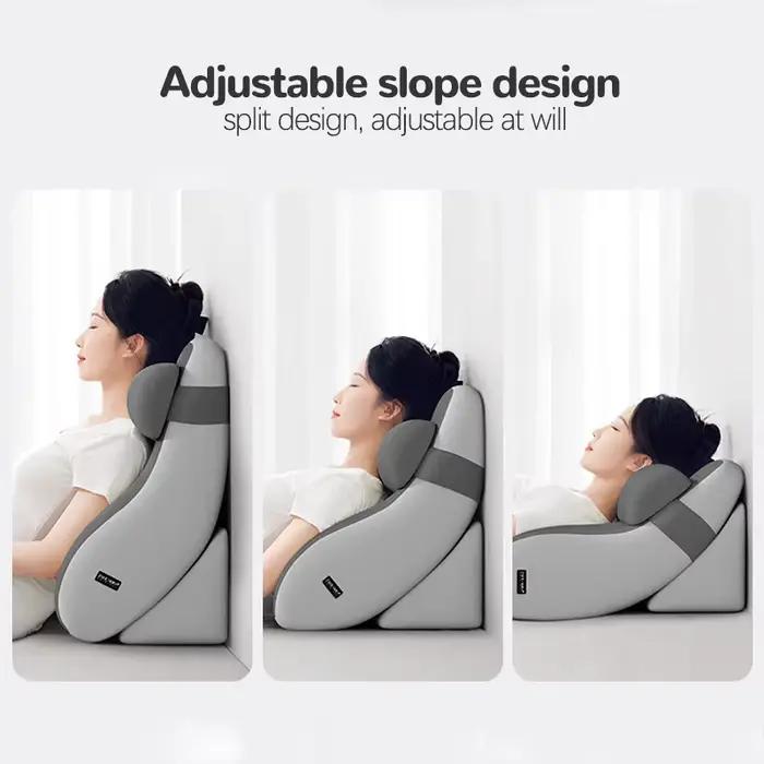 Oreiller de lecture pour s'asseoir au lit, oreiller ergonomique à dos compensé, poches latérales XL, housse amovible, travail, soins infirmiers, léger