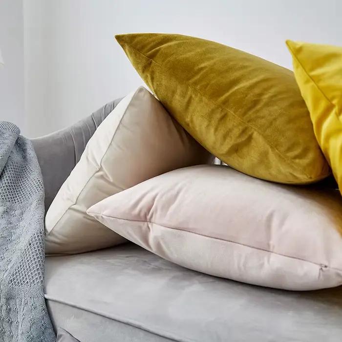 Housse d'oreiller en velours solide, oreillers décoratifs pour canapé, salon, Housse De Coussin 45*45, oreillers décoratifs, décoration nordique pour la maison