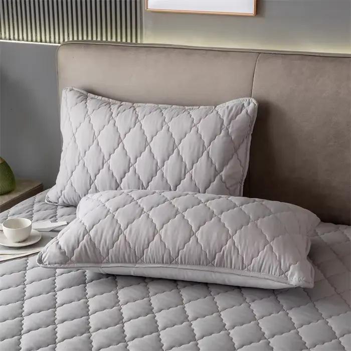 Taie d'oreiller imperméable en coton brossé matelassé - Pièce unique / Ensemble de 2 pièces - Housse de coussin douce et respirante pour chambre à coucher