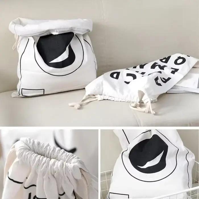 Grand sac à linge en coton et lin