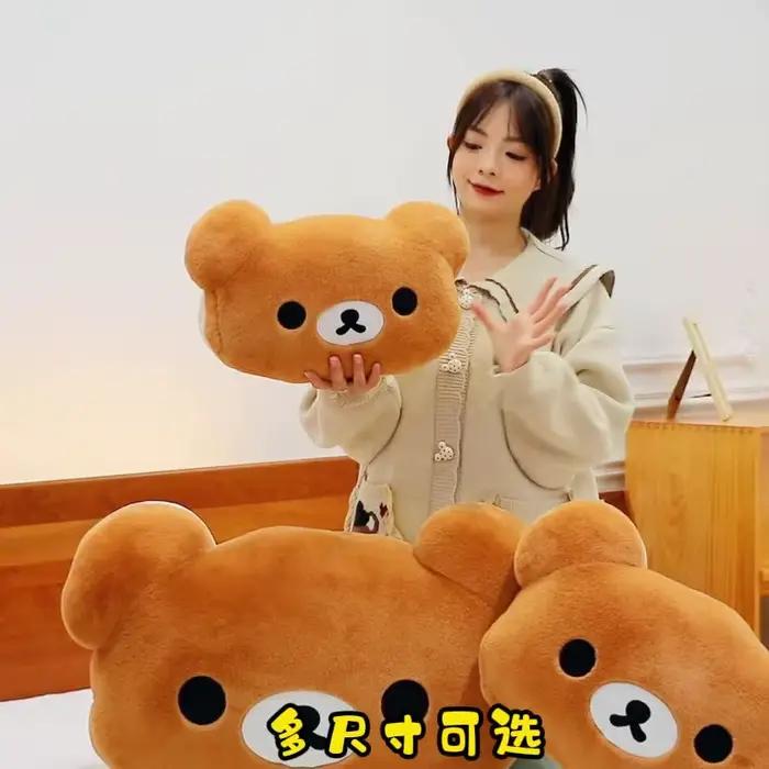 Rilakkuma – oreiller en peluche à grande tête, grande taille, mignon, doux, jouet en peluche, coussin, décoration de chambre à coucher, canapé, cadeau unisexe pour hommes et femmes
