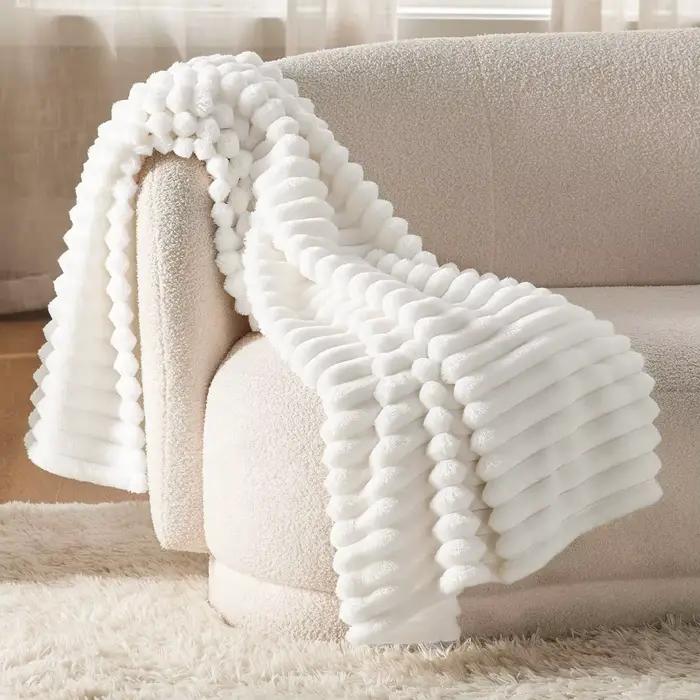 Couverture polaire blanche pour canapé – Couvertures super douces et confortables pour femmes