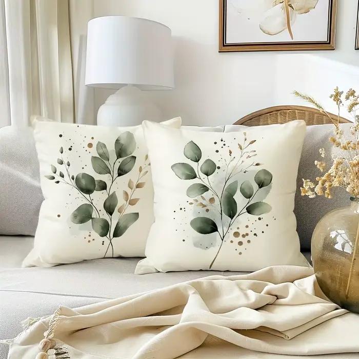 Taie d'oreiller imprimée à motifs de feuilles florales