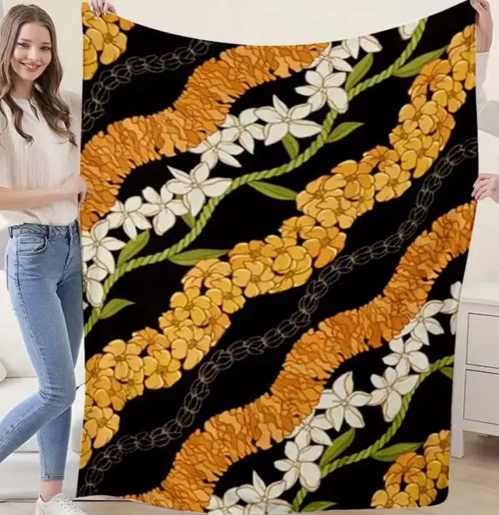 Couverture vintage à motif floral à carreaux - Douce
