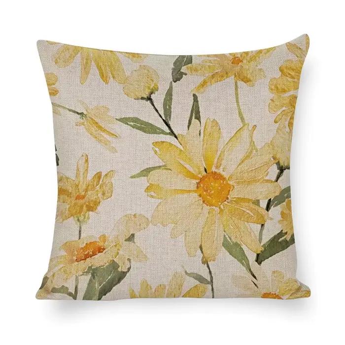 Nouveau Coussin lin 45*45 cm taie d'oreiller jaune décoration de la maison canapé oreiller coussin