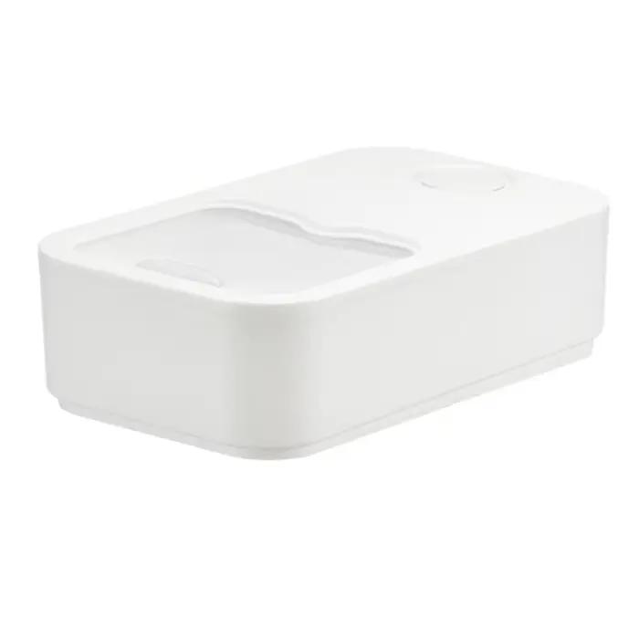 Récipient à dosettes à linge avec couvercle coulissant