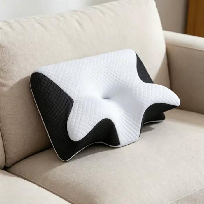 Oreiller cervical en mousse à mémoire de forme Butterfly, oreiller orthopédique à récupération lente, oreiller de lit confortable pour le massage et le soutien, idéal pour dormir à la maison