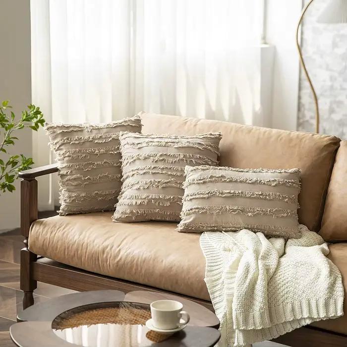 Housses de coussin beiges 30x50cm 45x45cm