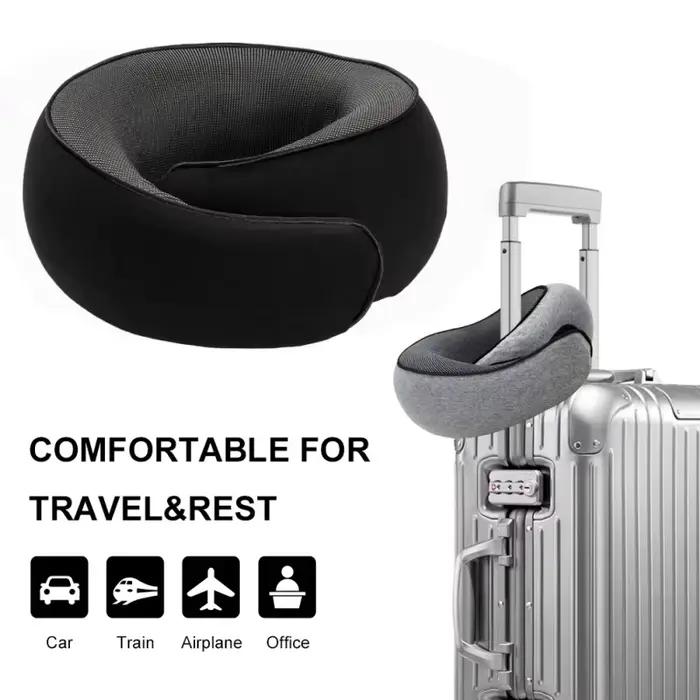 Oreiller de voyage portable en forme de U, 100 % mousse à mémoire de forme, oreiller en forme d'escargot, soutien cervical de voyage, oreiller de nuque réglable, oreillers souples pour la pause déjeun