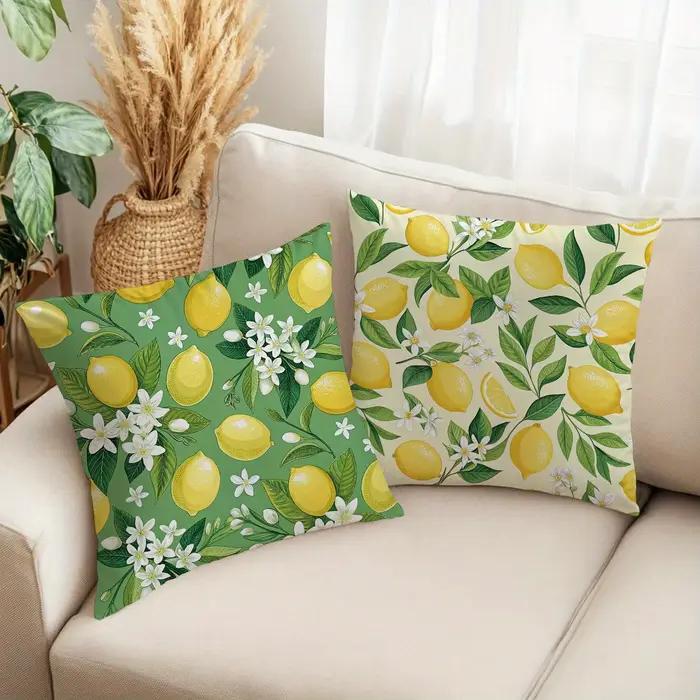 Housse de coussin rafraîchissante citron-délice florale