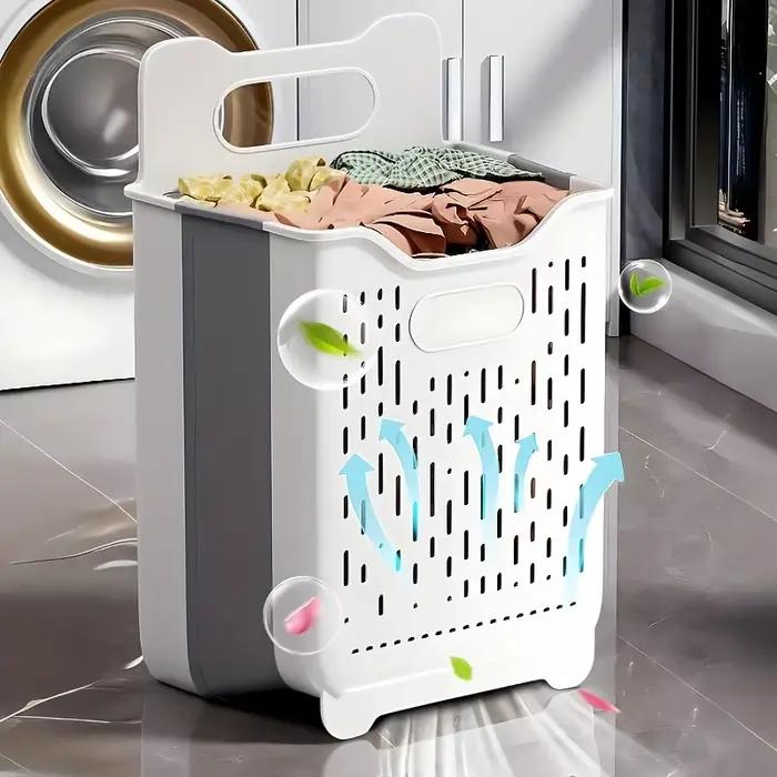 Panier à linge, panier à linge pliable mural suspendu avec poignée