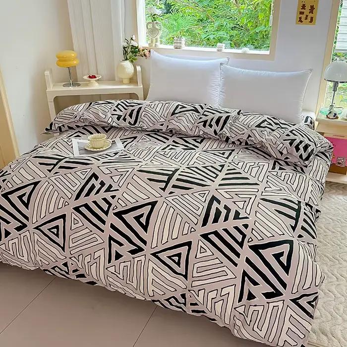 Housse de couette Beige à imprimé Triangle géométrique