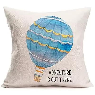 Juste de coussin en lin avec motif de ballon à air chaud