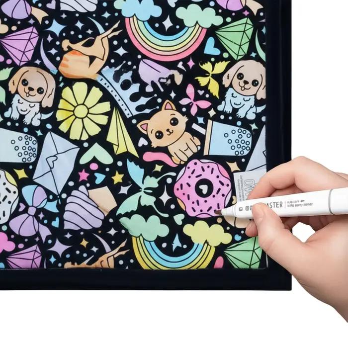 Couverture à colorier soi-même, couverture à motifs personnalisable créative avec marqueurs, couverture à colorier DIY pour activité artistique et artisanale de vacances