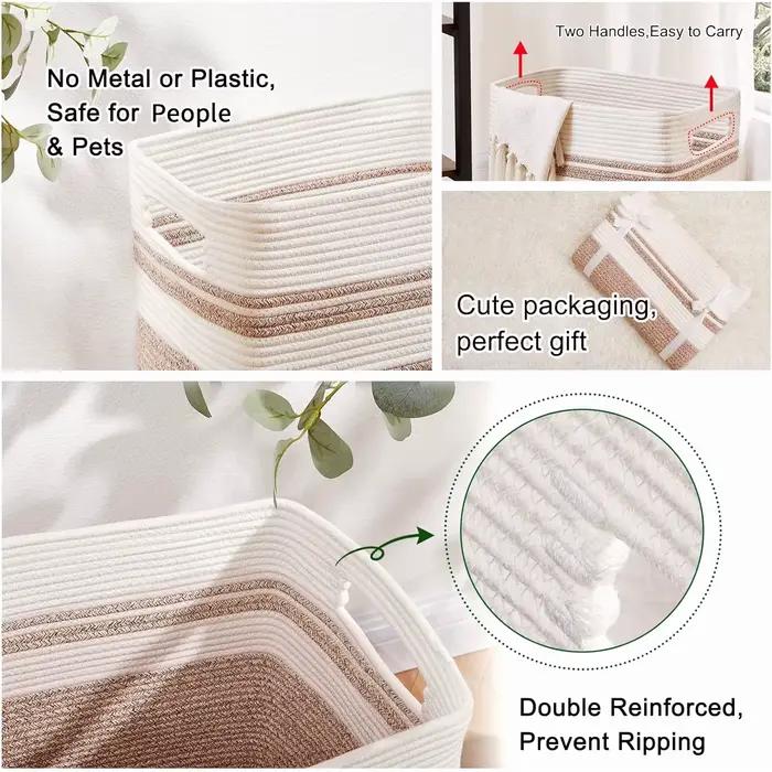 Panier à linge, panier à couvertures pour l'esthétique de la chambre, panier à linge et rangement pour couvertures pour le salon, panier de rangement tressé