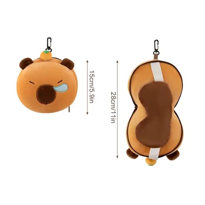 Oreiller de voyage 2-en-1 en peluche mignon avec masque pour les yeux, oreiller portable pour bureau, cadeau d'anniversaire