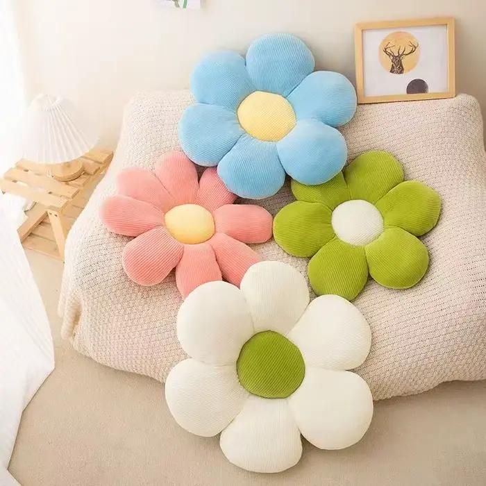 Oreiller en peluche à fleurs colorées 35CM, coussin de pétales de plantes, jouets en peluche pour filles, décoration de maison pour bébé, cadeau