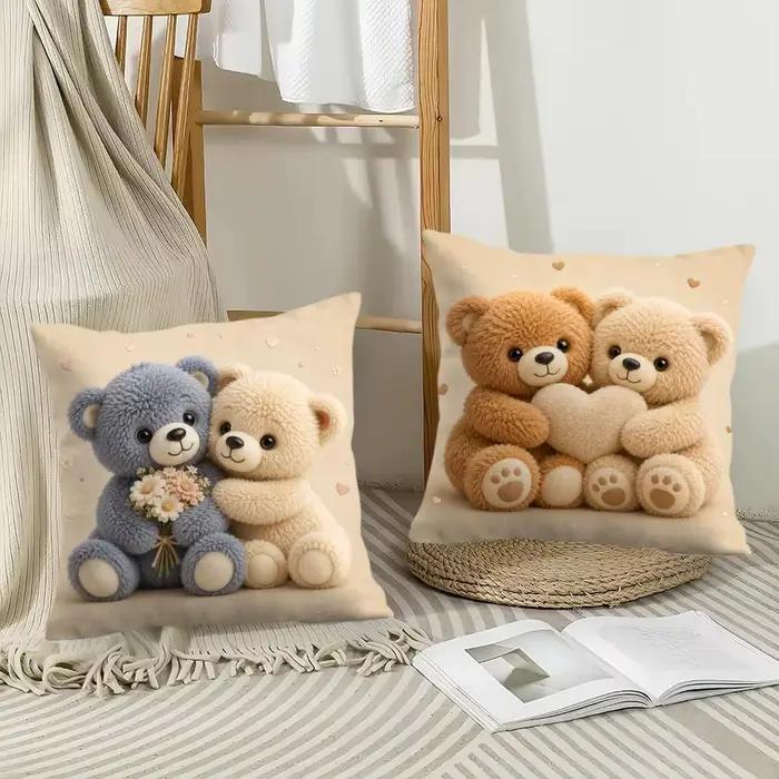 Housse de coussin décorative Ourson en peluche courte