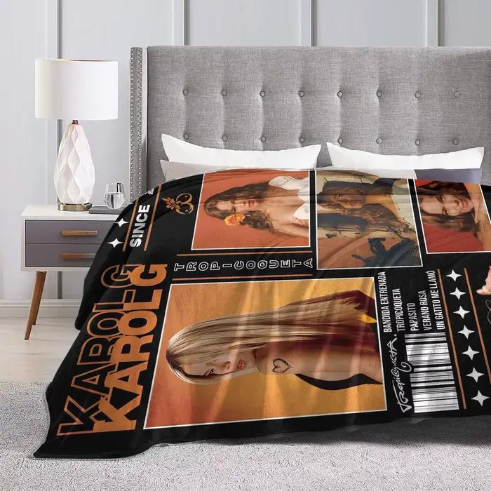 KAROL G Tropicoqueta couverture en flanelle hiver chaud doux jeter couverture pour garçon fille chambre esthétique couvre-lit canapé-lit couverture