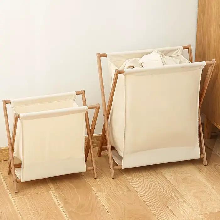 Paniers à linge pliables modernes en bambou