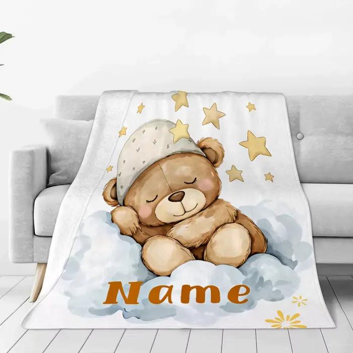 Couverture en flanelle personnalisée avec nom pour enfants