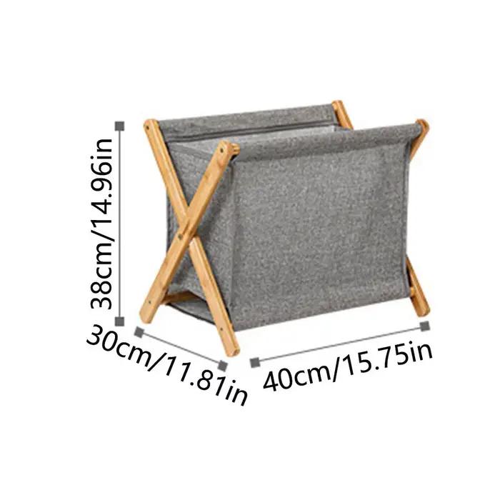 Panier à linge pliable en bambou avec double poignée