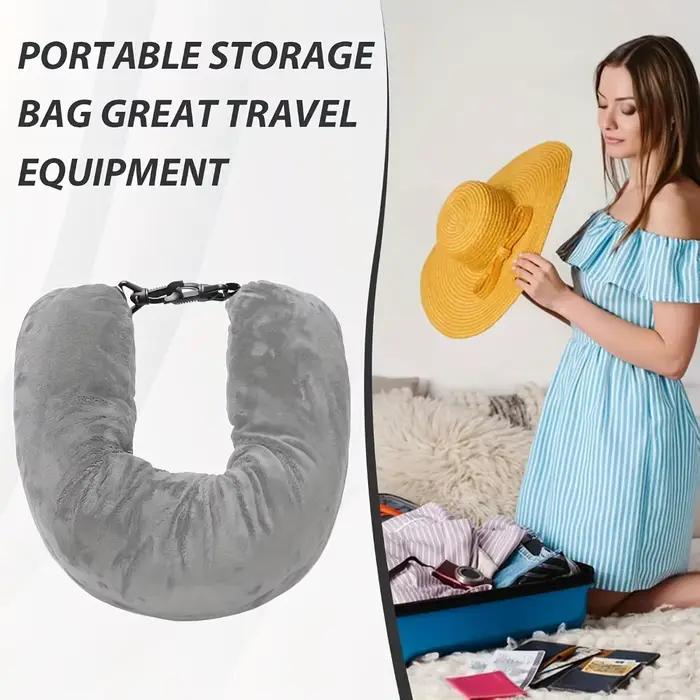 Oreiller de voyage en velours avec housse en forme de U remplissable