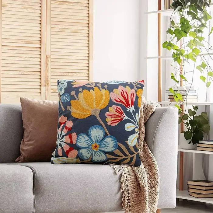 Housse de coussin bohème en toile