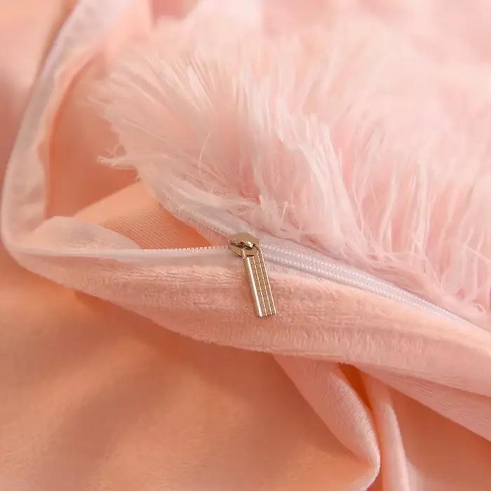 Parure de lit de luxe en peluche pure nordique avec drap et taies d'oreiller, parure de lit en fourrure, parure de lit simple Kawaii, ensemble de couverture de document chaud, hiver
