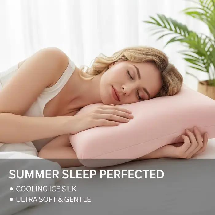 Taies d'oreiller soyeuses et rafraîchissantes pour les personnes qui ont chaud la nuit et souffrent de sueurs nocturnes, taie d'oreiller respirante en fibres pour un meilleur sommeil
