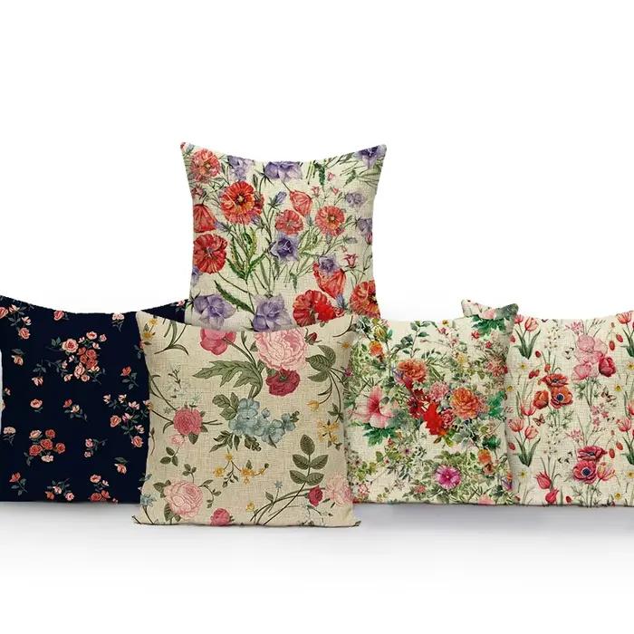 Plantes florales housse de coussin fleurs feuilles jeter taies d'oreiller pour canapé voiture décoration de la maison