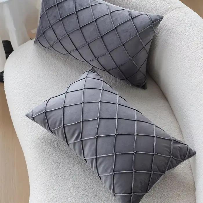 Housse de coussin grise pour canapé salon 30x50, taie d'oreiller en velours doux pour chambre à coucher, décoration de maison, Style nordique Funda Cojin