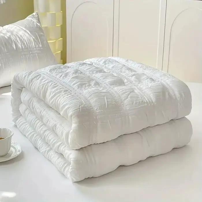 Ensemble de linge de lit en seersucker respirant toutes saisons