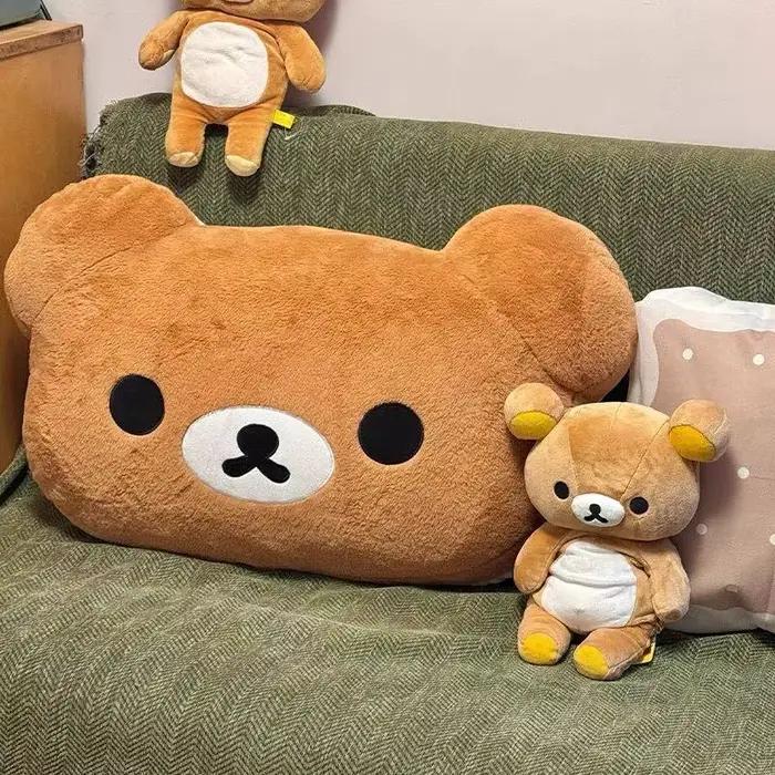 Coussin en peluche Rilakkuma, ours en peluche doux, coussin décoratif mignon de dessin animé, pour la maison, la chambre, le canapé, confortable pour dormir, cadeau
