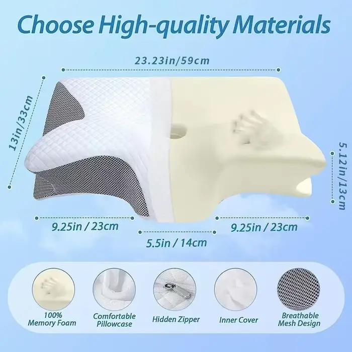 Nouveau oreiller ergonomique en mousse à mémoire de forme 2 en 1