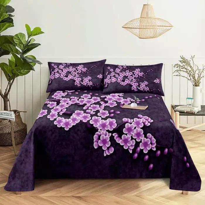 Parure de lit violette, drap de lit, taie d'oreiller, Queen, King Size, Lanvender Butteryfly, pour chambre à coucher, douce, Double, simple ou Double