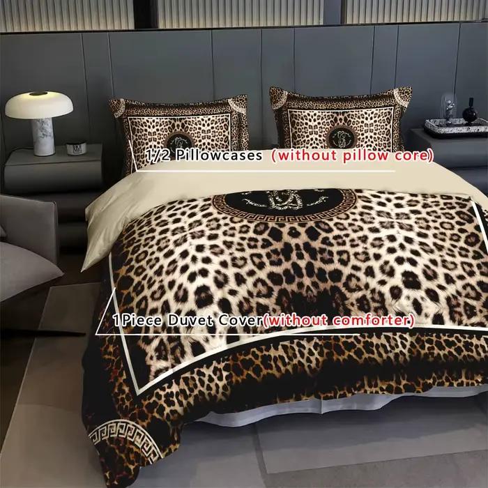 2/3 pièces d'ensemble de literie imprimé léopard 3D, comprenant 1 housse de couette + 1/2 taies d'oreiller ensemble de housse de couette Queen King Size