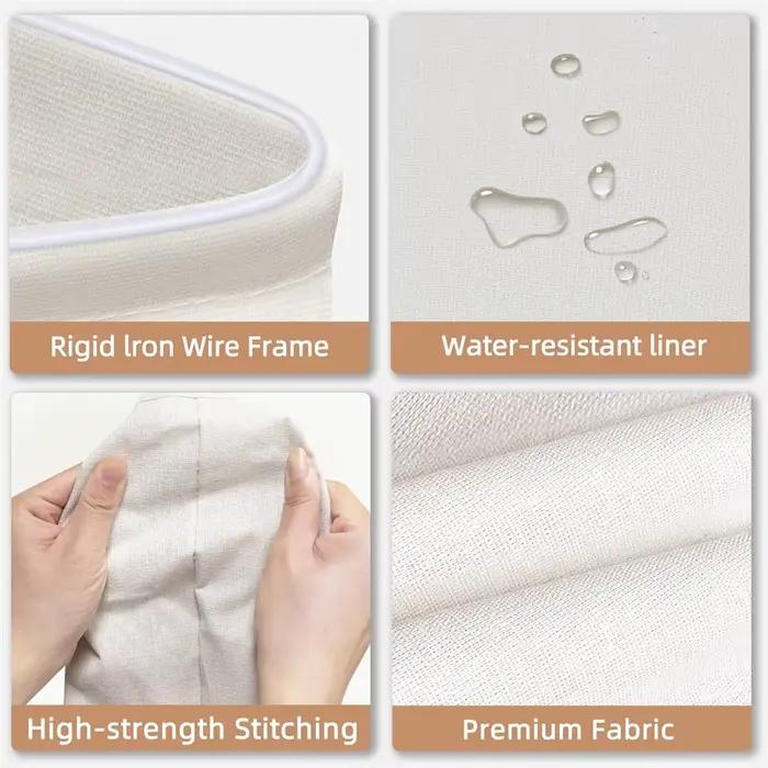 Grand panier à linge pliable avec poignées en bambou