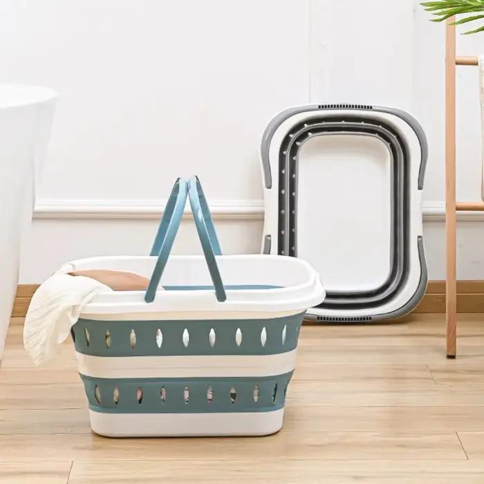 Panier à linge pliable à poignée pliable