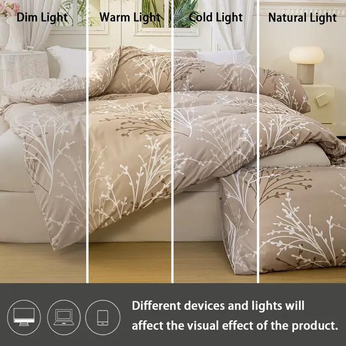 3 pièces/ensemble ensemble de housse de couette à motif Floral feuille (1