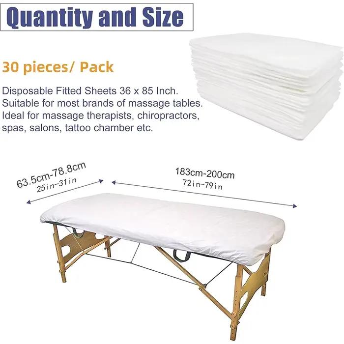 30 pièces drap de lit jetable en gros Salon de beauté voyage spécial respirant Non-tissé trou de tissu