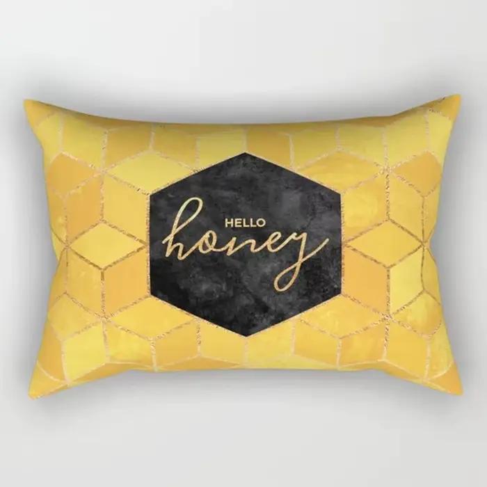 Juste de coussin rectangulaire géométrique jaune