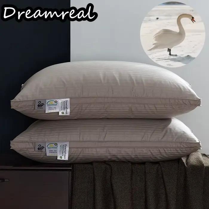 Oreillers 100% duvet d'oie, oreillers pour le cou, oreillers de lit, housse 100% coton avec duvet d'oie, 1 pièce, collection hôtel, confort doux