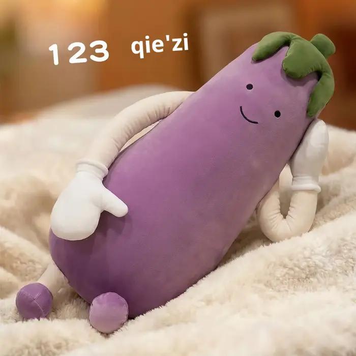 Coussin corporel long et mignon en forme d'aubergine pour chambre à coucher, grand oreiller de couchage en peluche, cadeau pour anniversaire, Noël