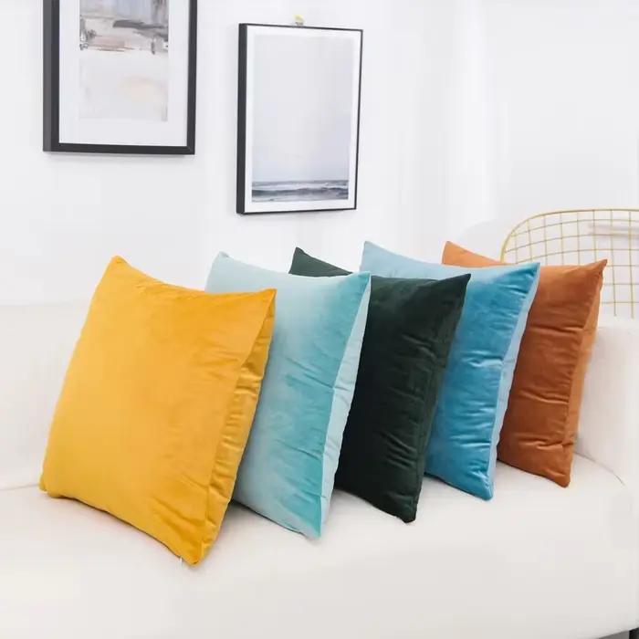 Lot de 2 housses de coussin en velours microfibre, couleur unie, pour la décoration de la maison du canapé, 30x50/40x40/45x45/50x50/55x55/60x60cm
