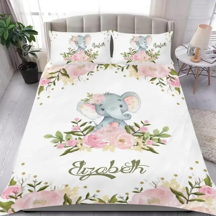 Ensemble de literie de couverture de nom personnalisé pour enfants, animaux de dessin animé, Nairobi, Orn, Twin, Full, Queen, King, filles, garçons, anniversaire, cadeaux de mariage, athlon