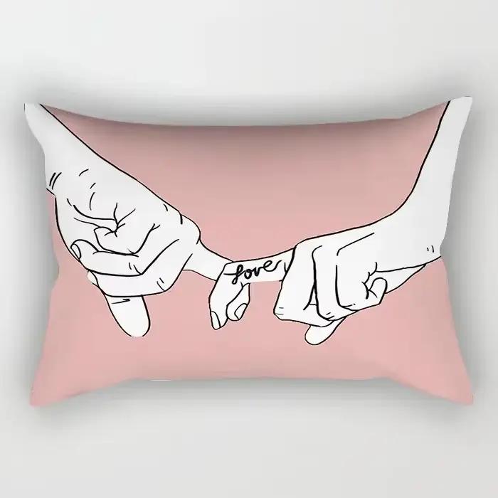 Taie d'Oreiller Rose à Motif Géométrique pour la Décoration de la Maison