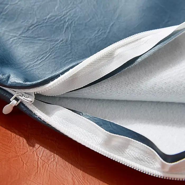 Housses de coussin en cuir PU blanc crème
