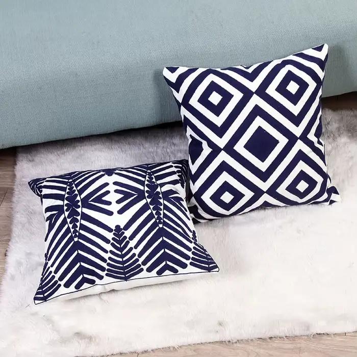 Housses d'oreiller brodées Jacquard simples